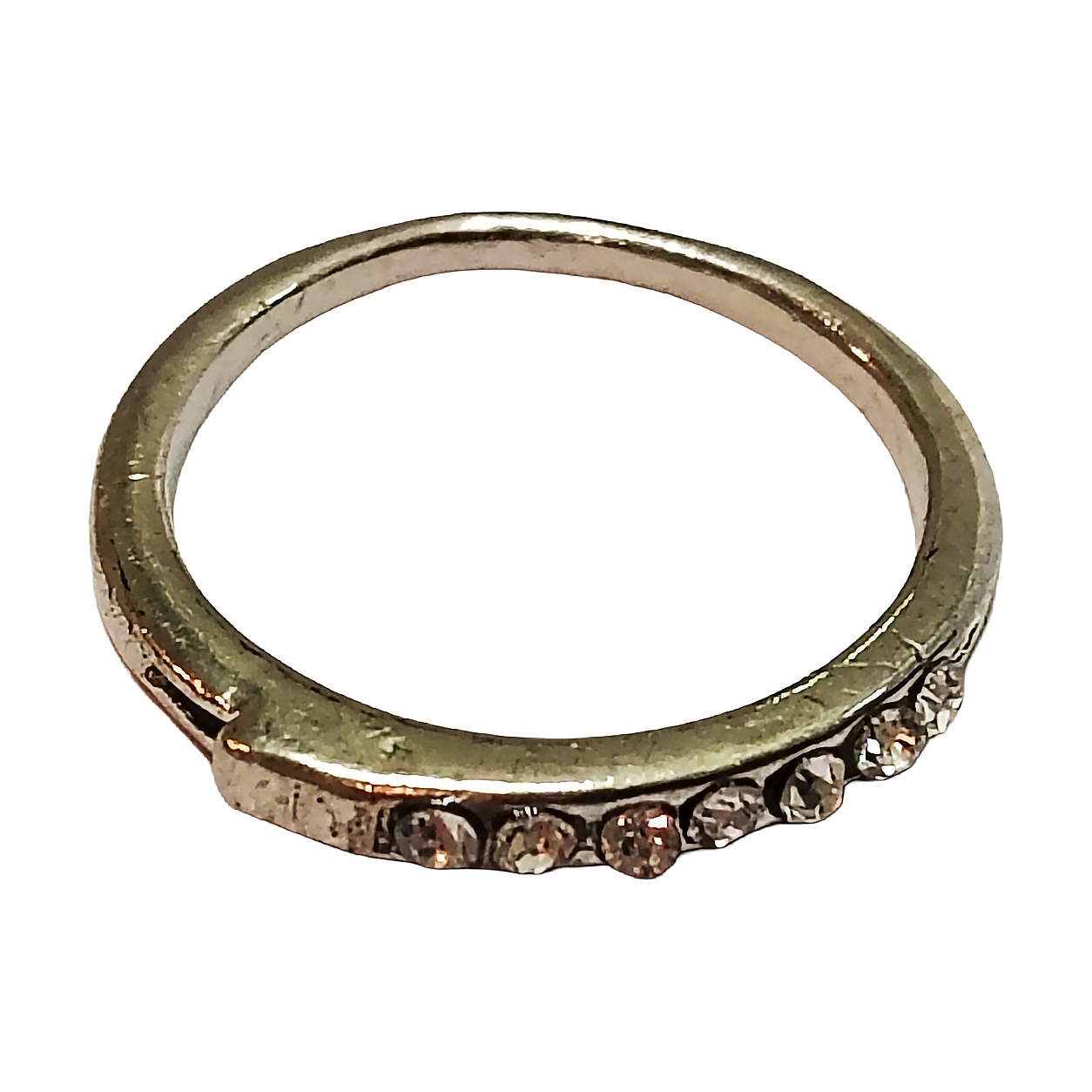 Gold Tone Ring With Rhinestone Band  Style 318
